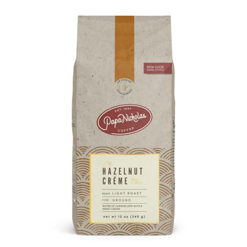 PapaNicholas Coffee Ground Coffee, Hazelnut Creme, 12 Ounce